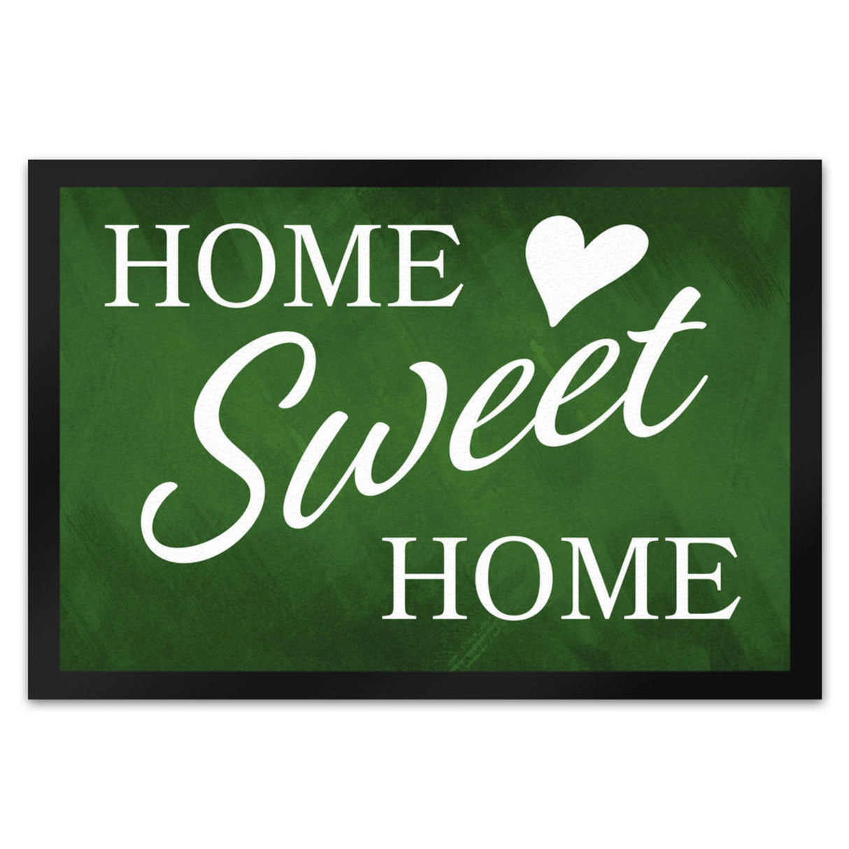 Home Sweet Home Fußmatte mit eleganter Aufschrift auf schwarzem Hintergrund