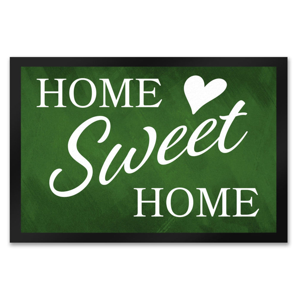 Home Sweet Home Fußmatte mit eleganter Aufschrift auf schwarzem Hintergrund