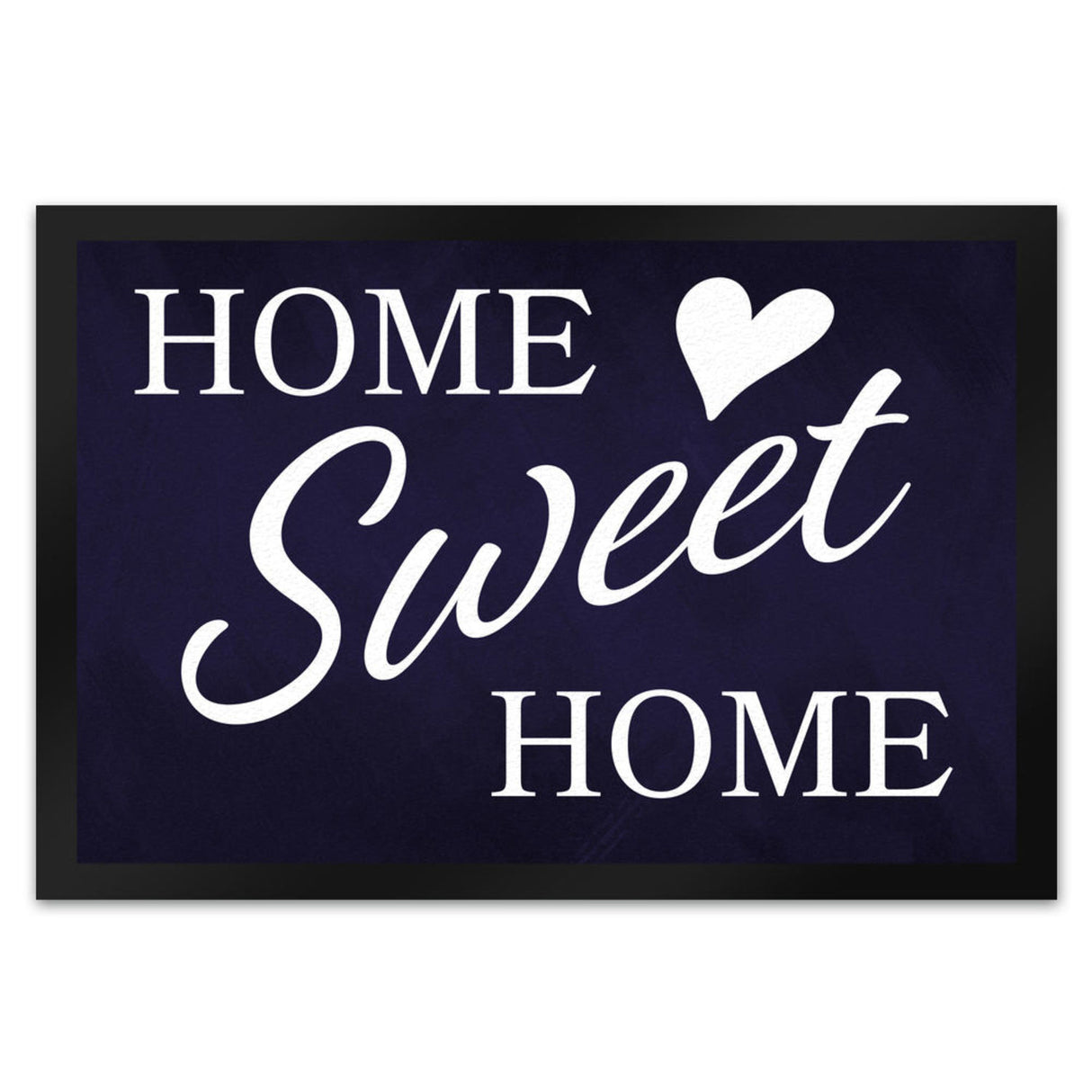 Home Sweet Home Fußmatte mit eleganter Aufschrift auf schwarzem Hintergrund