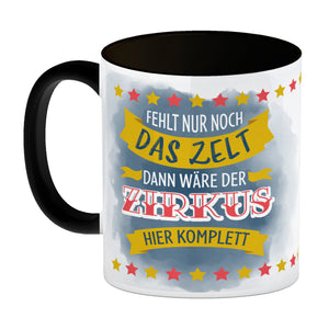 Fehlt nur noch das Zelt, dann wäre der Zirkus hier komplett Kaffeebecher mit buntem Zirkusdesign
