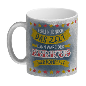Fehlt nur noch das Zelt, dann wäre der Zirkus hier komplett Kaffeebecher mit buntem Zirkusdesign