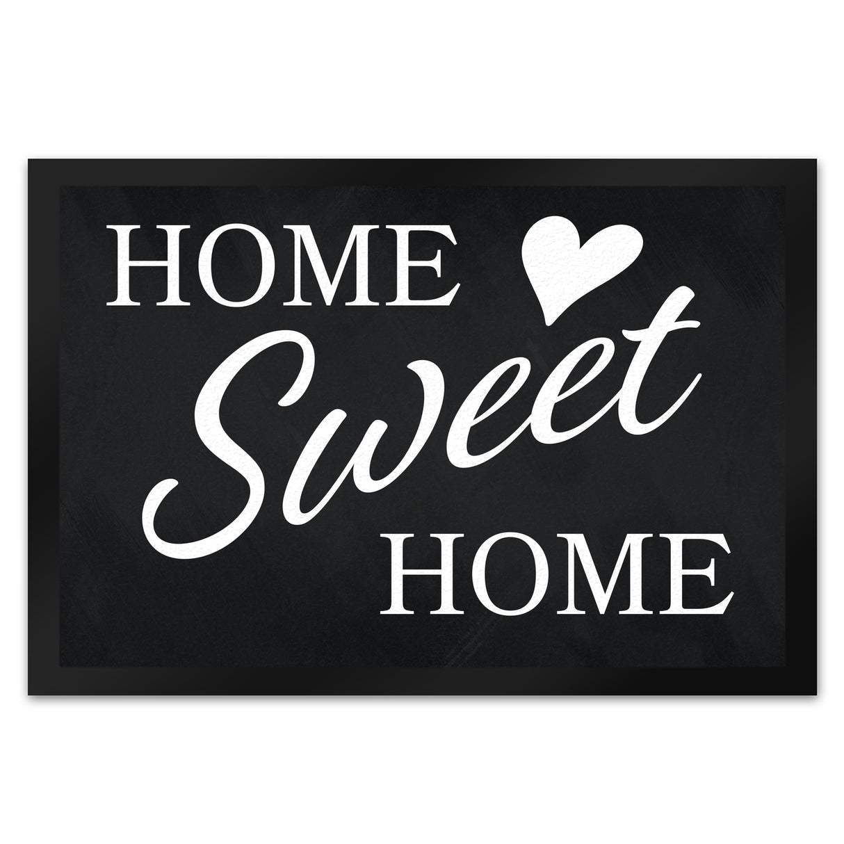 Home Sweet Home Fußmatte mit eleganter Aufschrift auf schwarzem Hintergrund
