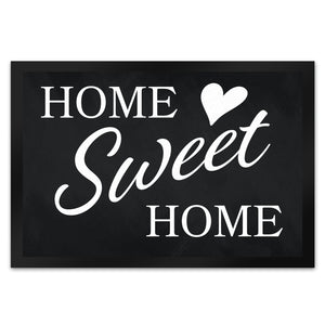 Home Sweet Home Fußmatte mit eleganter Aufschrift auf schwarzem Hintergrund