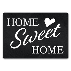 Home Sweet Home Fußmatte mit eleganter Aufschrift auf schwarzem Hintergrund