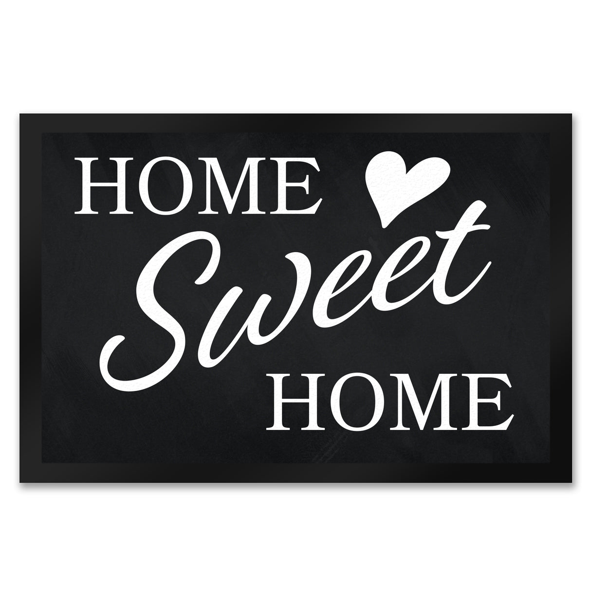 Home Sweet Home Fußmatte mit eleganter Aufschrift auf schwarzem Hintergrund
