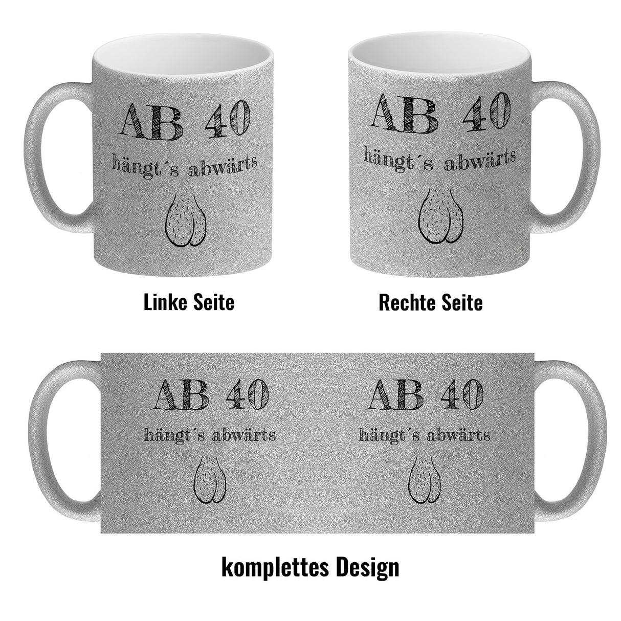 Ab 40 hängt´s abwärts Kaffeebecher