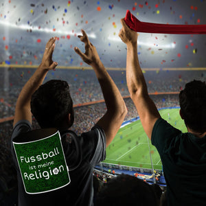 Fussball ist meine Religion Kaffeebecher mit Fussballmotiv