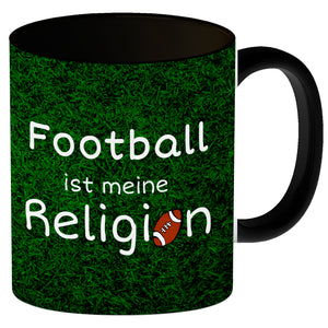 Fussball ist meine Religion Kaffeebecher mit Fussballmotiv
