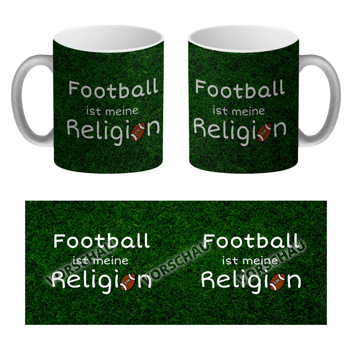 Fussball ist meine Religion Kaffeebecher mit Fussballmotiv
