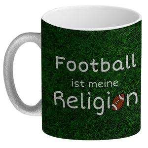 Fussball ist meine Religion Kaffeebecher mit Fussballmotiv