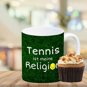 Fussball ist meine Religion Kaffeebecher mit Fussballmotiv