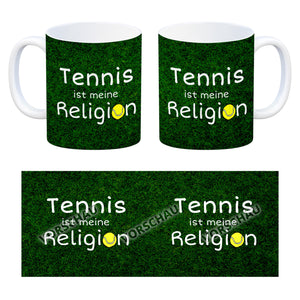 Fussball ist meine Religion Kaffeebecher mit Fussballmotiv