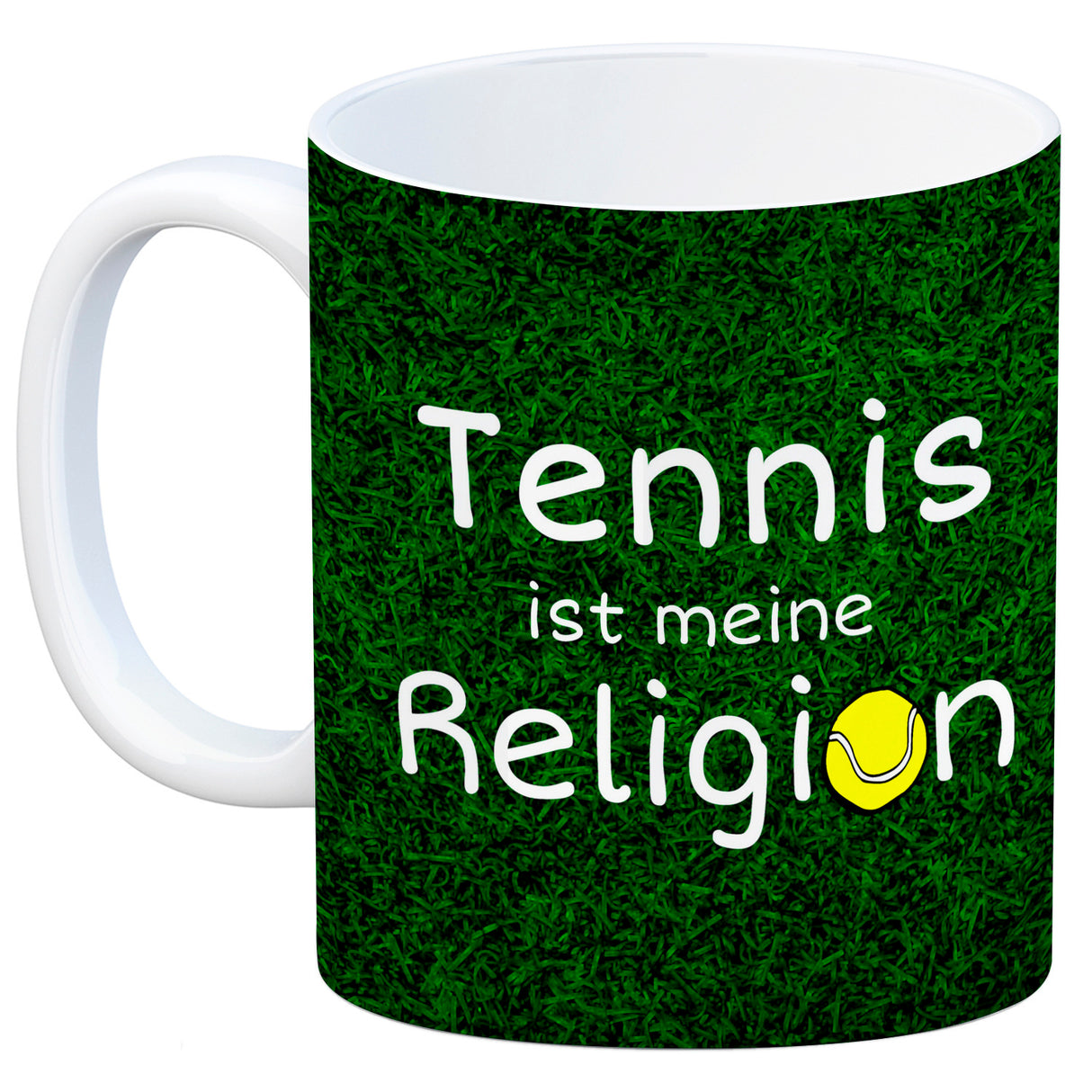 Fussball ist meine Religion Kaffeebecher mit Fussballmotiv