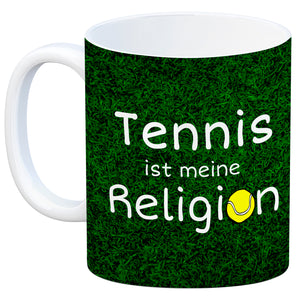 Fussball ist meine Religion Kaffeebecher mit Fussballmotiv