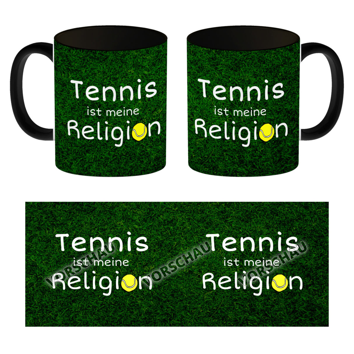 Fussball ist meine Religion Kaffeebecher mit Fussballmotiv