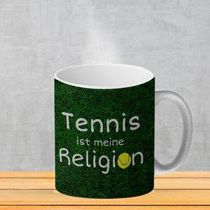 Fussball ist meine Religion Kaffeebecher mit Fussballmotiv