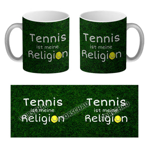 Fussball ist meine Religion Kaffeebecher mit Fussballmotiv