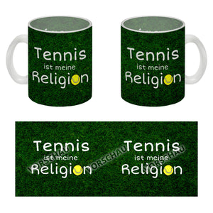 Fussball ist meine Religion Kaffeebecher mit Fussballmotiv