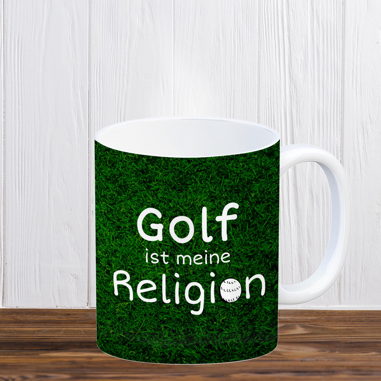 Fussball ist meine Religion Kaffeebecher mit Fussballmotiv