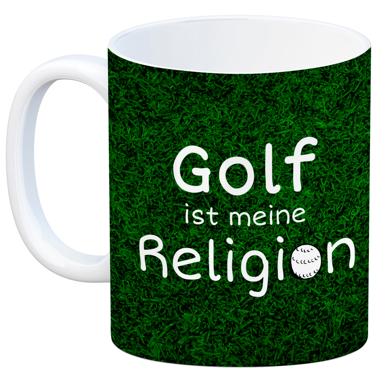 Fussball ist meine Religion Kaffeebecher mit Fussballmotiv