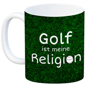 Fussball ist meine Religion Kaffeebecher mit Fussballmotiv