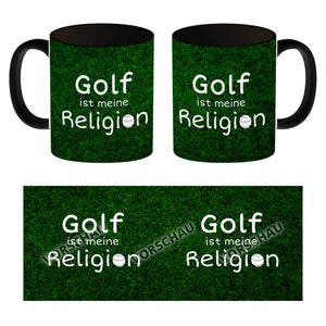 Fussball ist meine Religion Kaffeebecher mit Fussballmotiv