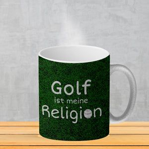 Fussball ist meine Religion Kaffeebecher mit Fussballmotiv