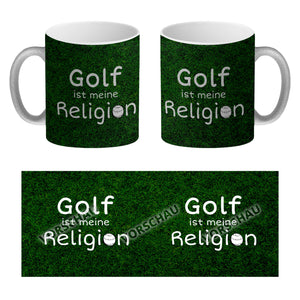 Fussball ist meine Religion Kaffeebecher mit Fussballmotiv