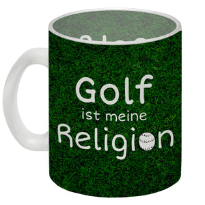 Fussball ist meine Religion Kaffeebecher mit Fussballmotiv