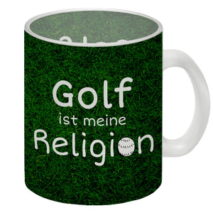 Fussball ist meine Religion Kaffeebecher mit Fussballmotiv