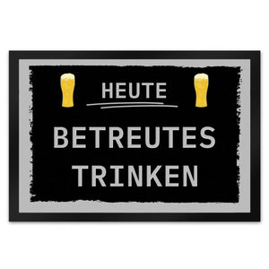 Heute betreutes Trinken Fußmatte in 35x50 cm mit rotem Rahmen