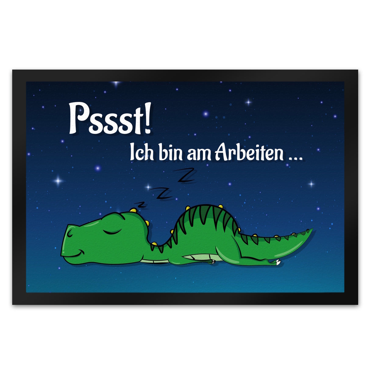 T-Rex Fußmatte in 35x50 cm mit Spruch Pssst! Bin am arbeiten und schlafendem Dino