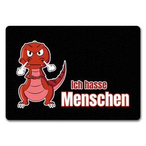 T-Rex Fußmatte in 35x50 cm mit Spruch Ich hasse Menschen