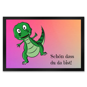 T-Rex Fußmatte in 35x50 cm mit Spruch Schön dass du da bist