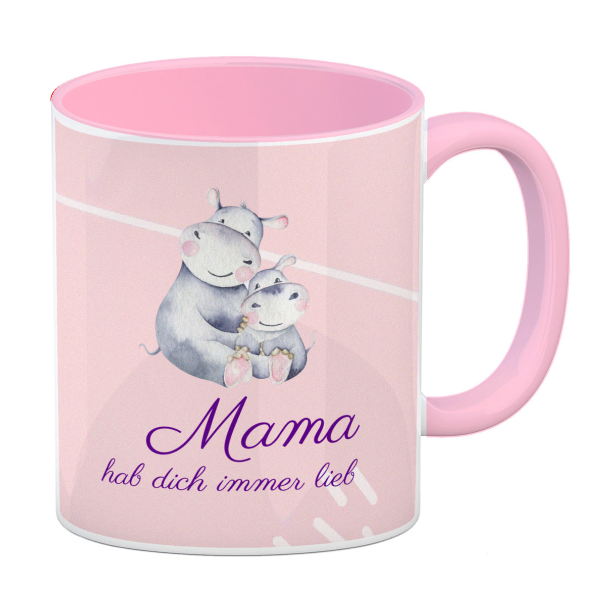 Mama hab dich immer lieb Kaffeebecher mit niedlichem Nilpferd in rosa