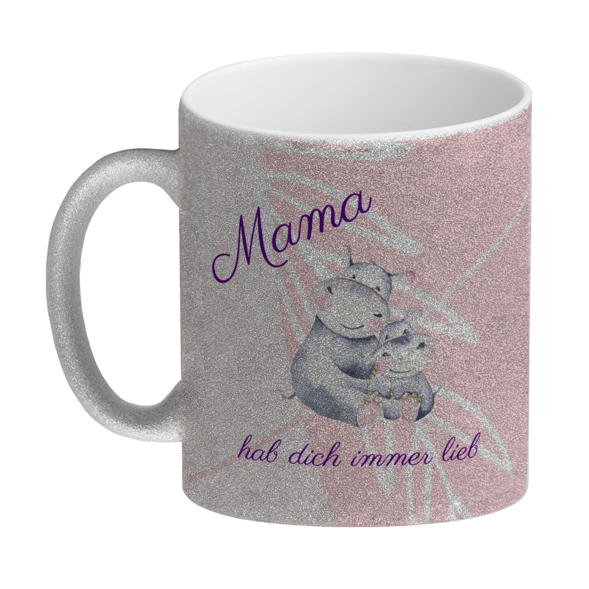 Mama hab dich immer lieb Kaffeebecher mit niedlichem Nilpferd in rosa