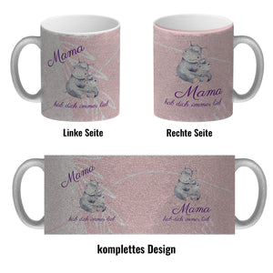 Mama hab dich immer lieb Kaffeebecher mit niedlichem Nilpferd in rosa