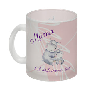 Mama hab dich immer lieb Kaffeebecher mit niedlichem Nilpferd in rosa