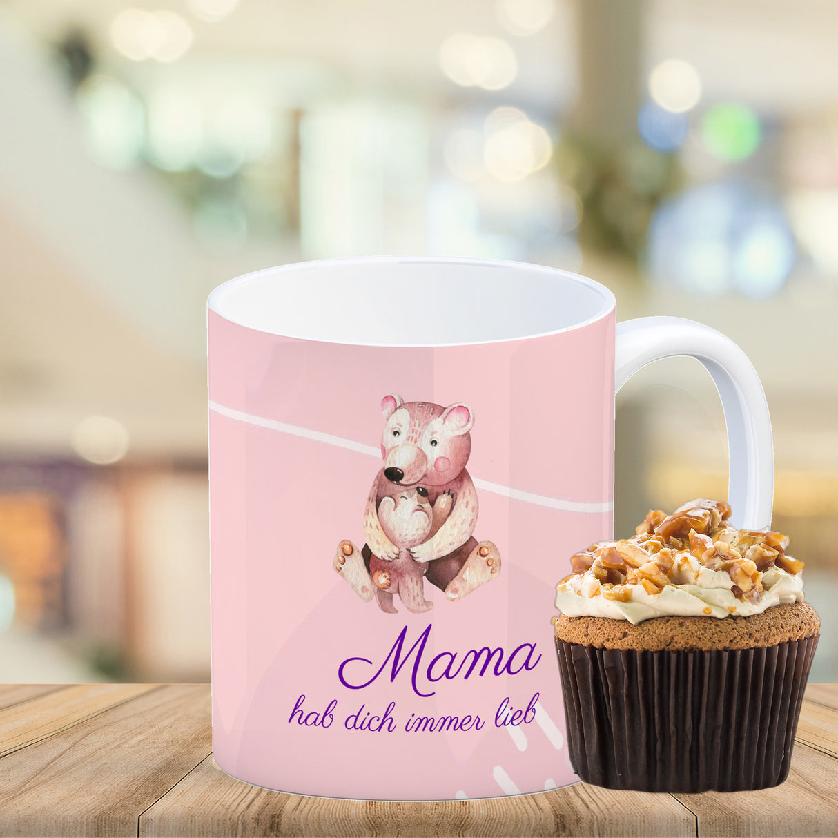 Mama hab dich immer lieb Kaffeebecher mit niedlichem Nilpferd in rosa