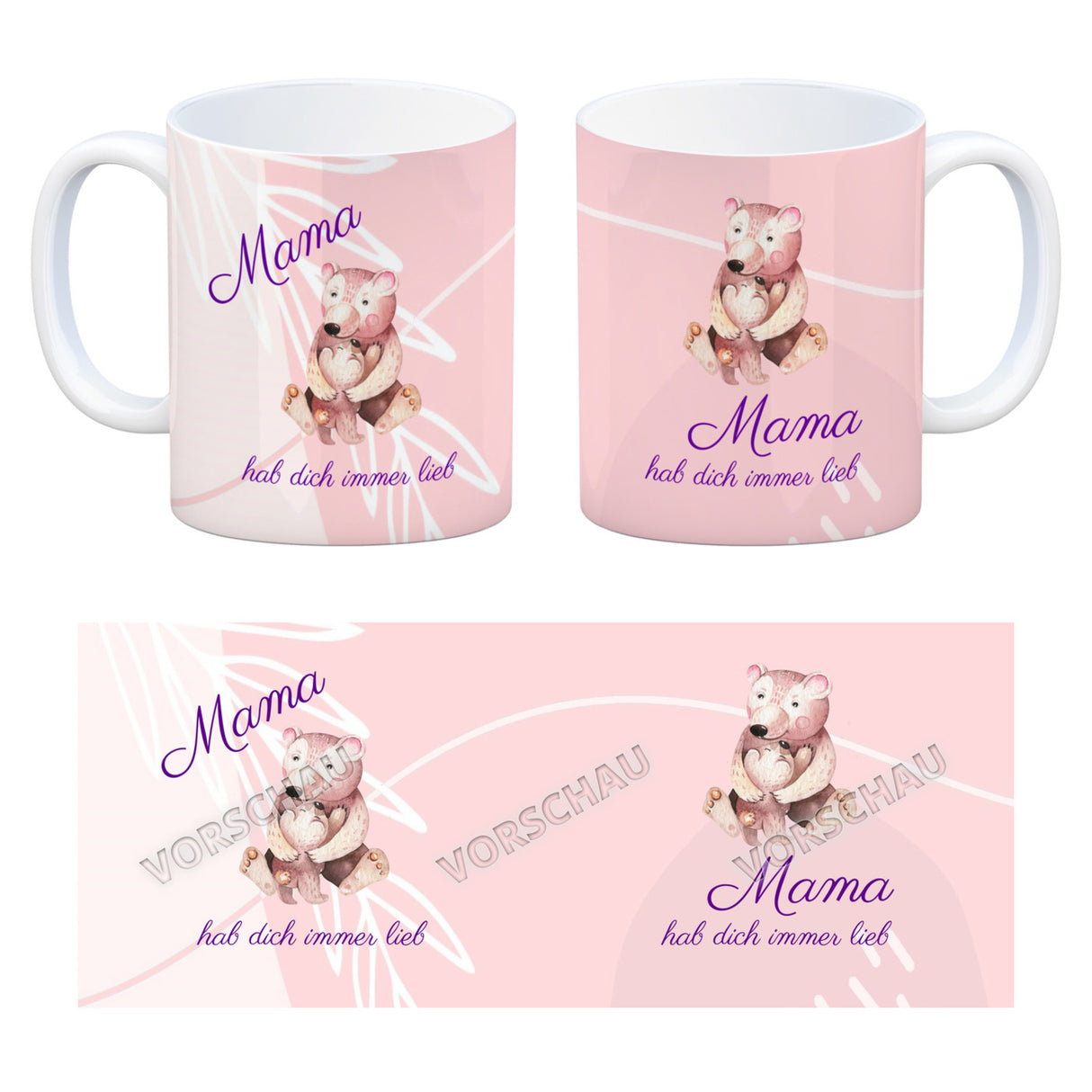 Mama hab dich immer lieb Kaffeebecher mit niedlichem Nilpferd in rosa