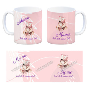 Mama hab dich immer lieb Kaffeebecher mit niedlichem Nilpferd in rosa