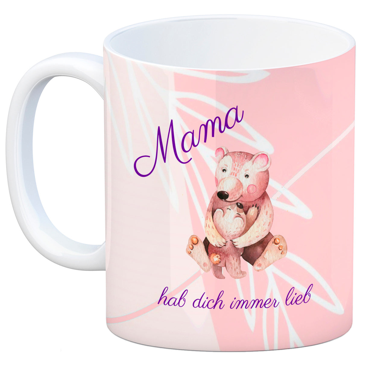 Mama hab dich immer lieb Kaffeebecher mit niedlichem Nilpferd in rosa