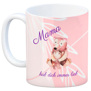 Mama hab dich immer lieb Kaffeebecher mit niedlichem Nilpferd in rosa