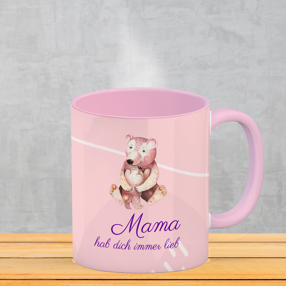Mama hab dich immer lieb Kaffeebecher mit niedlichem Nilpferd in rosa