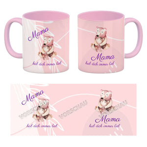 Mama hab dich immer lieb Kaffeebecher mit niedlichem Nilpferd in rosa