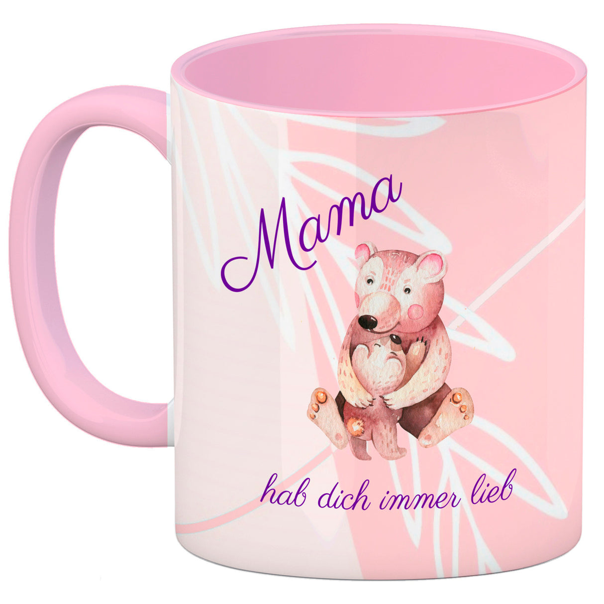 Mama hab dich immer lieb Kaffeebecher mit niedlichem Nilpferd in rosa