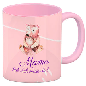 Mama hab dich immer lieb Kaffeebecher mit niedlichem Nilpferd in rosa