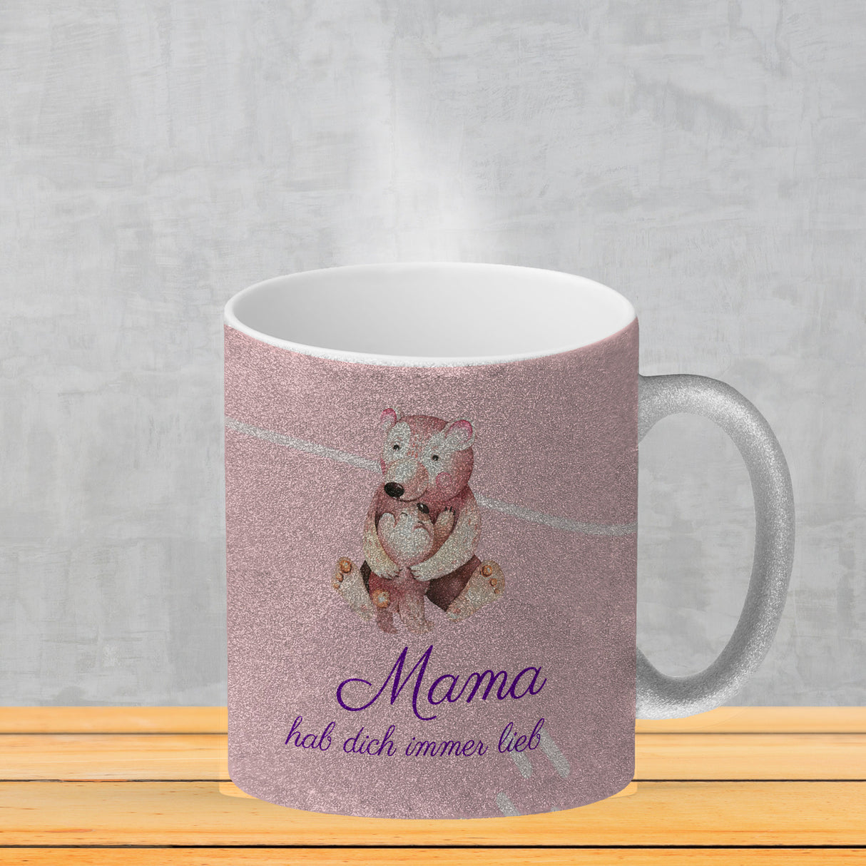 Mama hab dich immer lieb Kaffeebecher mit niedlichem Nilpferd in rosa