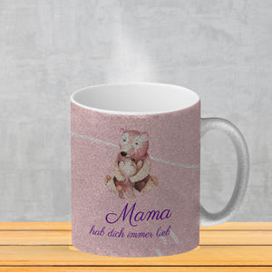 Mama hab dich immer lieb Kaffeebecher mit niedlichem Nilpferd in rosa
