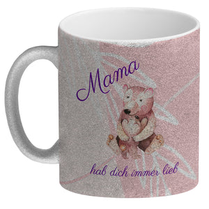 Mama hab dich immer lieb Kaffeebecher mit niedlichem Nilpferd in rosa